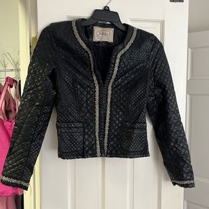 Leather rhinestone jacket